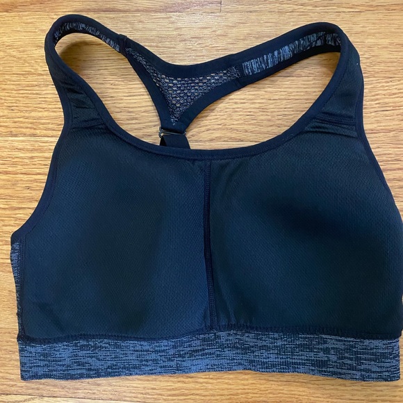 Avia Sports Bra Women’s Large 12/14 Black Gray  Marled Racerback Athletic Gym - Picture 4 of 6